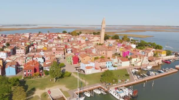 Aerial View Colorful Houses Island Burano Venice Italy — Vídeo de Stock