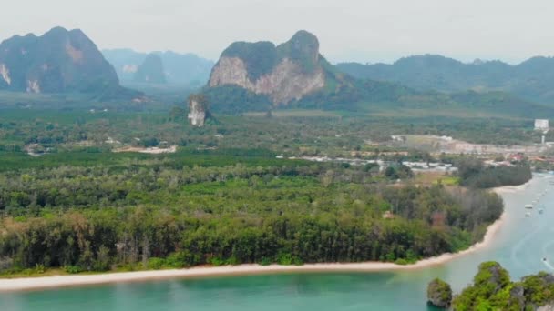 Aerial Nang Beach Krabi Island Thailand — Stock video