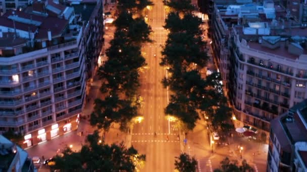 Barcelona Aerial View Grand Night Spain — Stock video