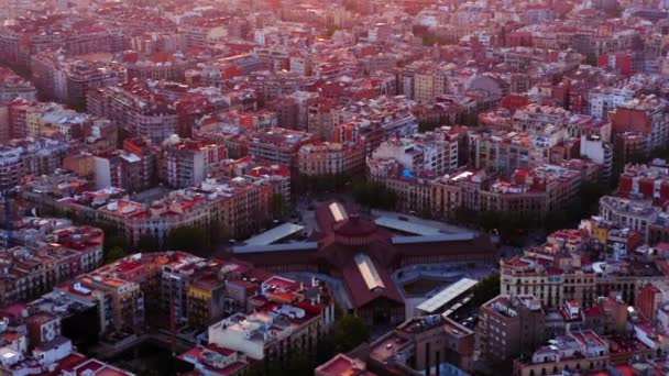 Barcelona Aerial View Mercat Sant Antoni Spain — стокове відео