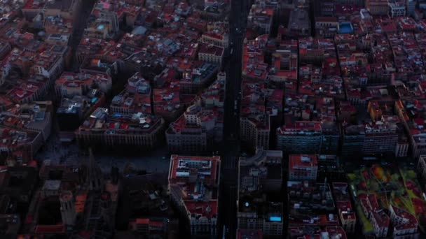 Вид Город Барселоны Высокий Угол Закате Облаками Испания — стоковое видео