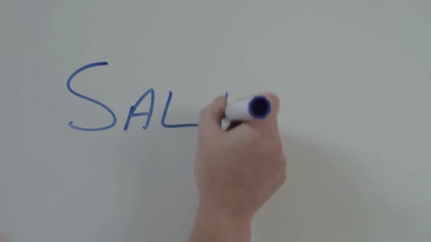 Sales Presentation Hand Writing Whiteboard — Vídeo de stock