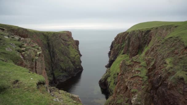 Día Ventoso Islas Shetland Remotas Mostrando Erosión Costera Aves Anidando — Vídeos de Stock