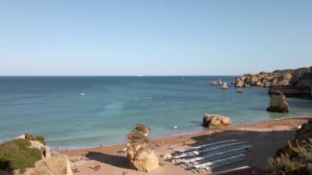 Portekiz Lagos Taki Praia Dona Ana Plajına Güzel Denize Bakıyorum — Stok video