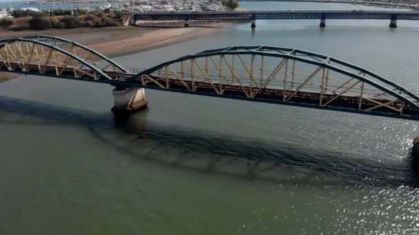Aerial View Beautiful Bridge Fly Rotating Camera — Video Stock
