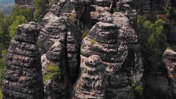 Aerial View Saxon Switzerland Schrammstein Aussicht Bad Schandau Germany — Stock video