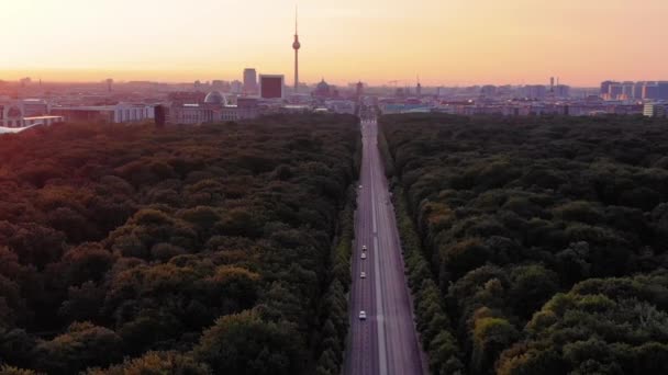 Berlin Victory Column Aerial View Sunrise Berlin Németország — Stock videók