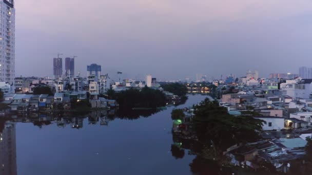 Atmospheric Cinematic Truck Shot Drone Flying Lake Perfect Mirror Reflections — Wideo stockowe