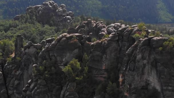 Aerial View Saxon Switzerland Schrammstein Aussicht Bad Schandau Germany — Stock video