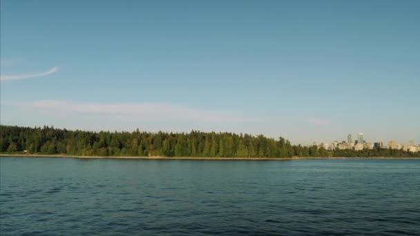 Downtown Vancouver Stanley Park Pacific Ocean Yacht — Stock Video