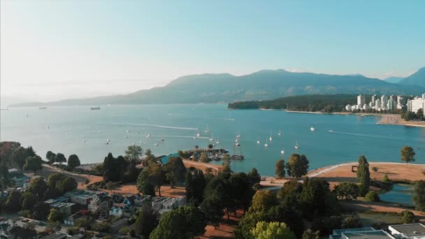 Centro Vancouver Océano Pacífico Playa Kitsilano Isla Montaña — Vídeo de stock