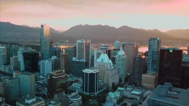 Downtown Vancouver Drone Footage Real Estate Buildings — Vídeo de Stock