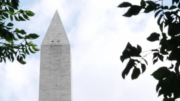 Close Washington Monument Some Trees Located Washington Usa — Stock Video