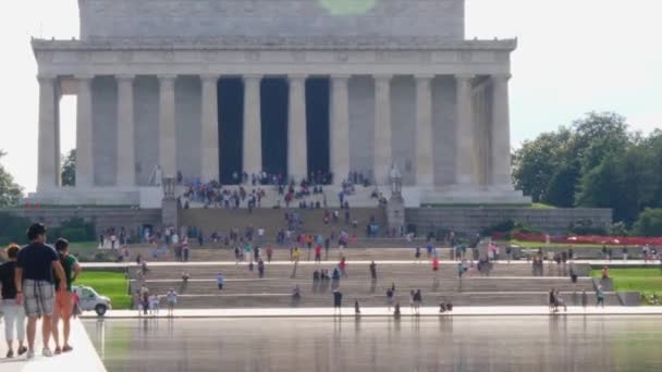 Front Steps Lincoln Memorial Taken Reflection Pond People Foreground — Video Stock