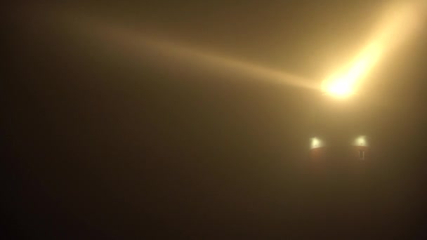 Lighthouse Distance Dense Fog Beams Penetrating Mist — Stock video