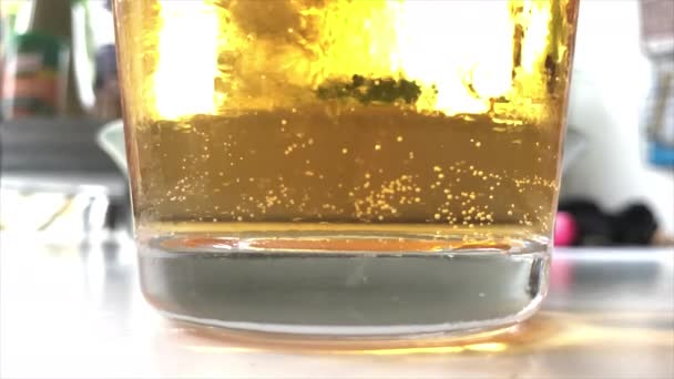Бульбашки Склянці Наповненій Пивом — стокове відео