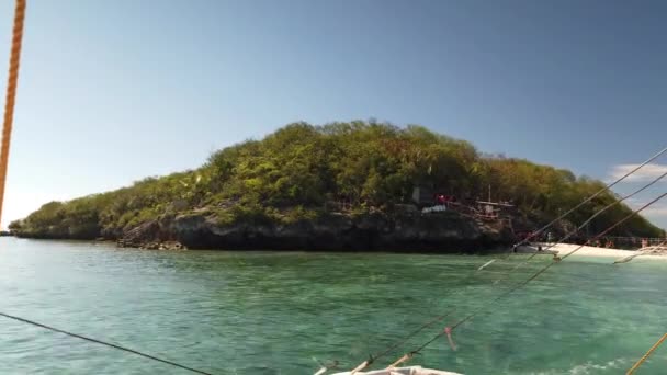 Passenger View Travel Boat Leaving Island — Stock videók