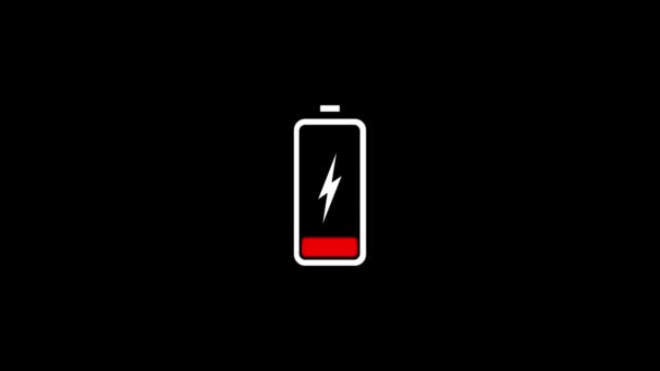 Carregamento Ícone Bateria Fraca Telefone Móvel — Vídeo de Stock