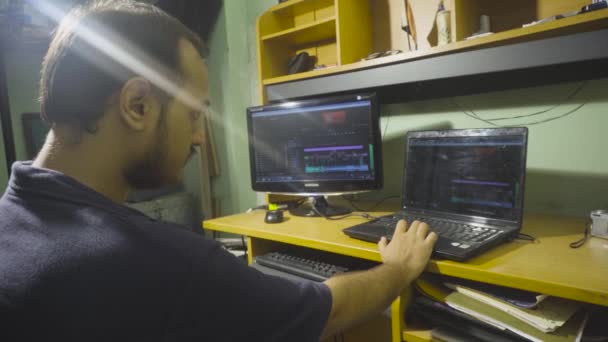 Filmmaker Editing His Desk — Wideo stockowe