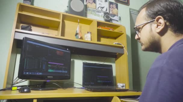 Filmmaker Editing His Desk — Stock Video
