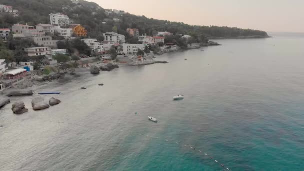 Drone Vidéo Aérienne Plage Sutomore Monténégro Matin — Video