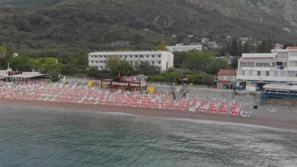 Filmaufnahmen Mit Einer Drohne Vom Strand Von Sutomore Montenegro Morgen — Stockvideo