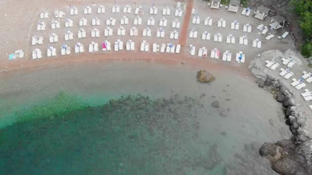 Birds Eye View Drone Aéreo Footage Empty Beach Adriatic Sea — Vídeo de Stock