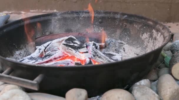 Timelapse Fire Going Stages Barbeque — Wideo stockowe