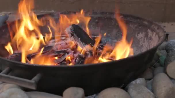 Timelapse Fire Going Stages Barbeque — Stockvideo