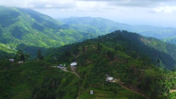 Een Luchtfoto Van Blue Mountains Jamaica Kijkend Naar Portland Parish — Stockvideo