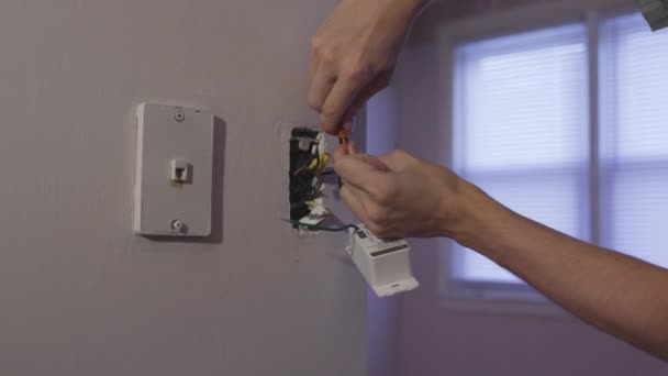 Replacing Smart Light Switch Home Electrical Work Outlets — 图库视频影像