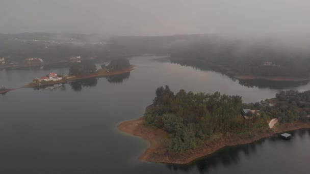 Aerial View Small Tree Field Margin Lake Tomar — Wideo stockowe