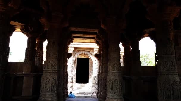 Sabhamandapa Parallelogram Plan Rows Pillars Opening Entrance Each Side Diagonally — Vídeo de Stock
