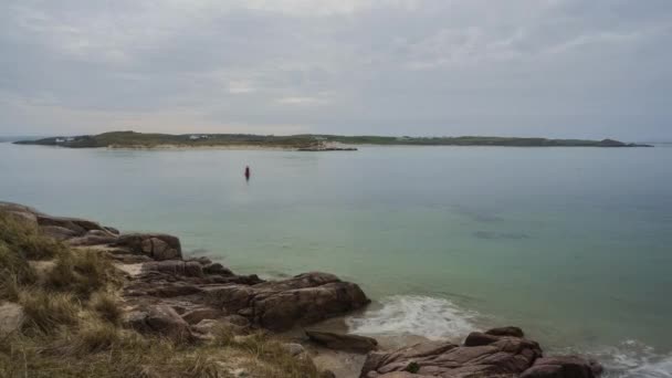 Cloudy Evening Sunset Rocky Coast Beach County Donegal Ireland – Stock-video