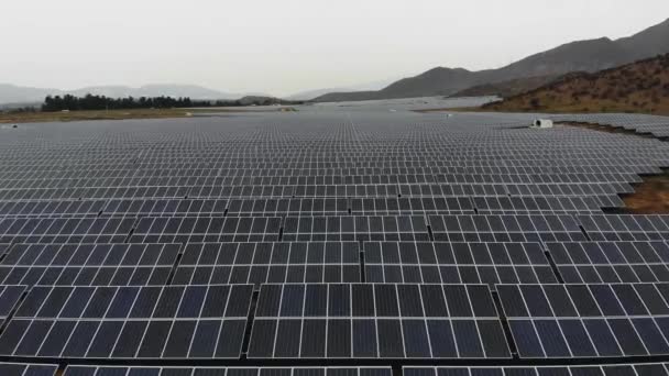 Aerial Drone Shot Giant Photovoltaic Plant Cloudy Day Chile — Video