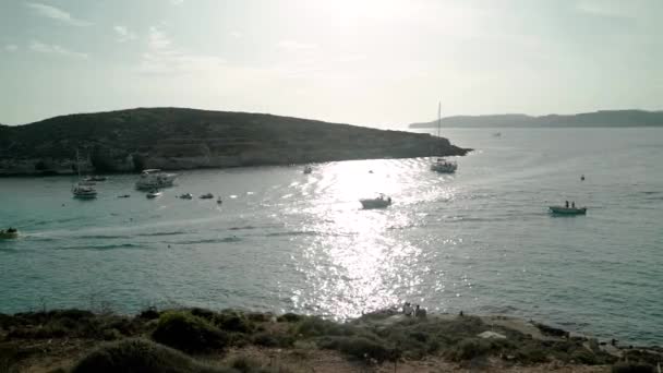 Boats Yachts Entrance Harbour Island Comino Malta — Stockvideo