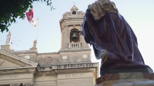 Church Bell Ringing Celebration Malta Flag Waving — Vídeo de Stock