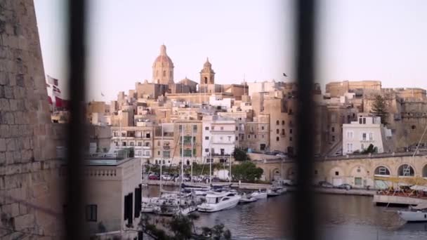 Three Cities Harbour Buildings Birgu Close Valletta Malta — Stok video