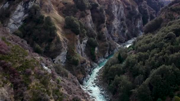Aerial Reveal Skippers Canyon Shotover River Queenstown Central Otago New — Vídeos de Stock