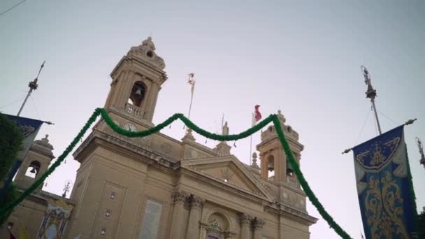 Julian Church Senglea Malta Flags Festive Days — Stockvideo