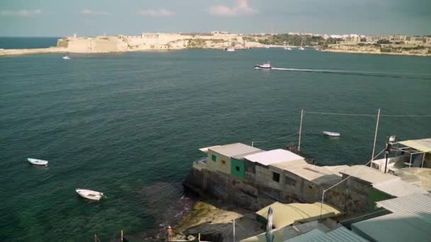 Boats Sailing Valletta Coast Island Malta Sunny Day — Video