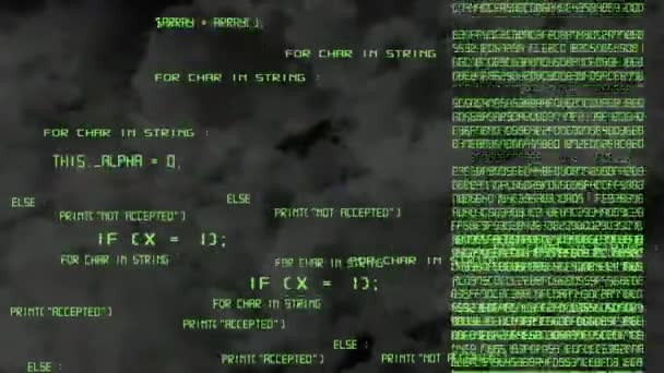 Animation Green Computer Code Hex Dark Clouds — Vídeo de stock