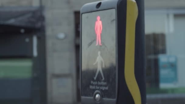 Woman Waiting Pedestrian Crossing Safely Cross Busy Road — Stock video