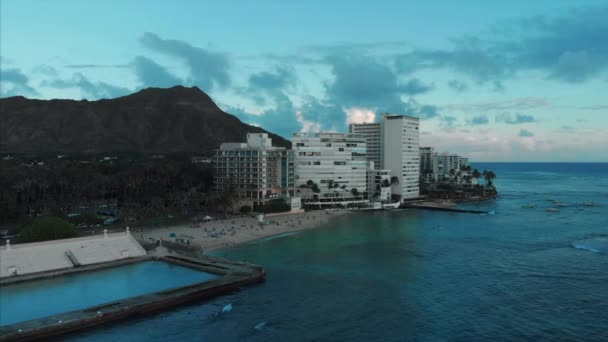 Filmato Aereo Del Drone Honolulu Hawaii Bellissimi Immobili Edifici Città — Video Stock