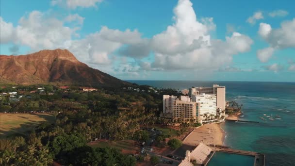Drohnenaufnahmen Aus Der Luft Von Honolulu Hawaii Schöne Immobilien Gebäude — Stockvideo