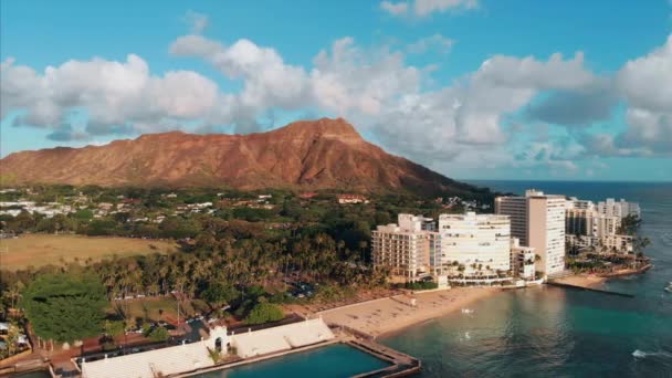 Drohnenaufnahmen Aus Der Luft Von Honolulu Hawaii Schöne Immobilien Gebäude — Stockvideo