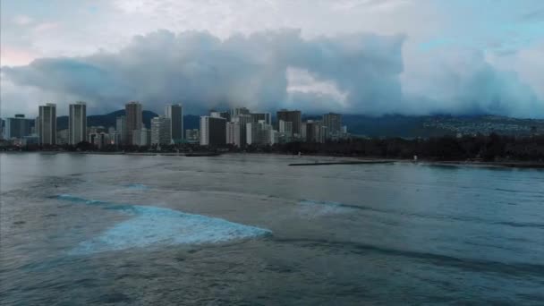 Filmato Aereo Del Drone Honolulu Hawaii Bellissimi Immobili Edifici Città — Video Stock