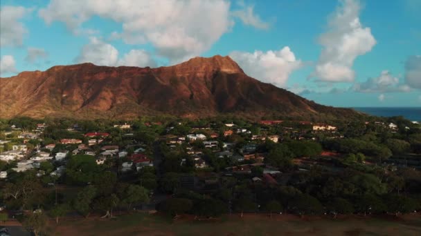 Aerial Drone Footage Honolulu Hawaii Beautiful Real Estate Buildings City — Stock Video