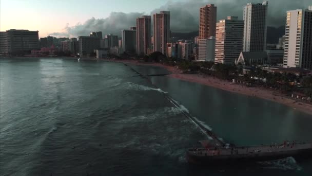Aerial Drone Footage Honolulu Hawaii Beautiful Real Estate Buildings City — Video
