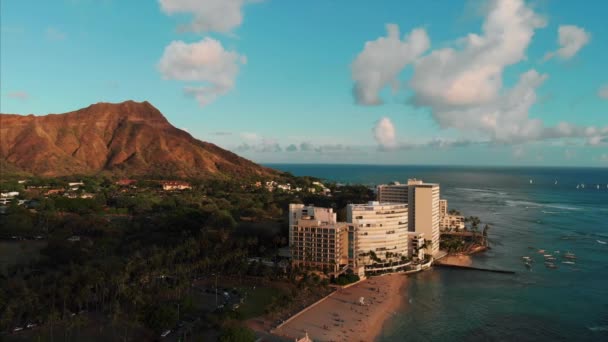 Aerial Drone Footage Honolulu Hawaii Beautiful Real Estate Buildings City — Vídeo de Stock